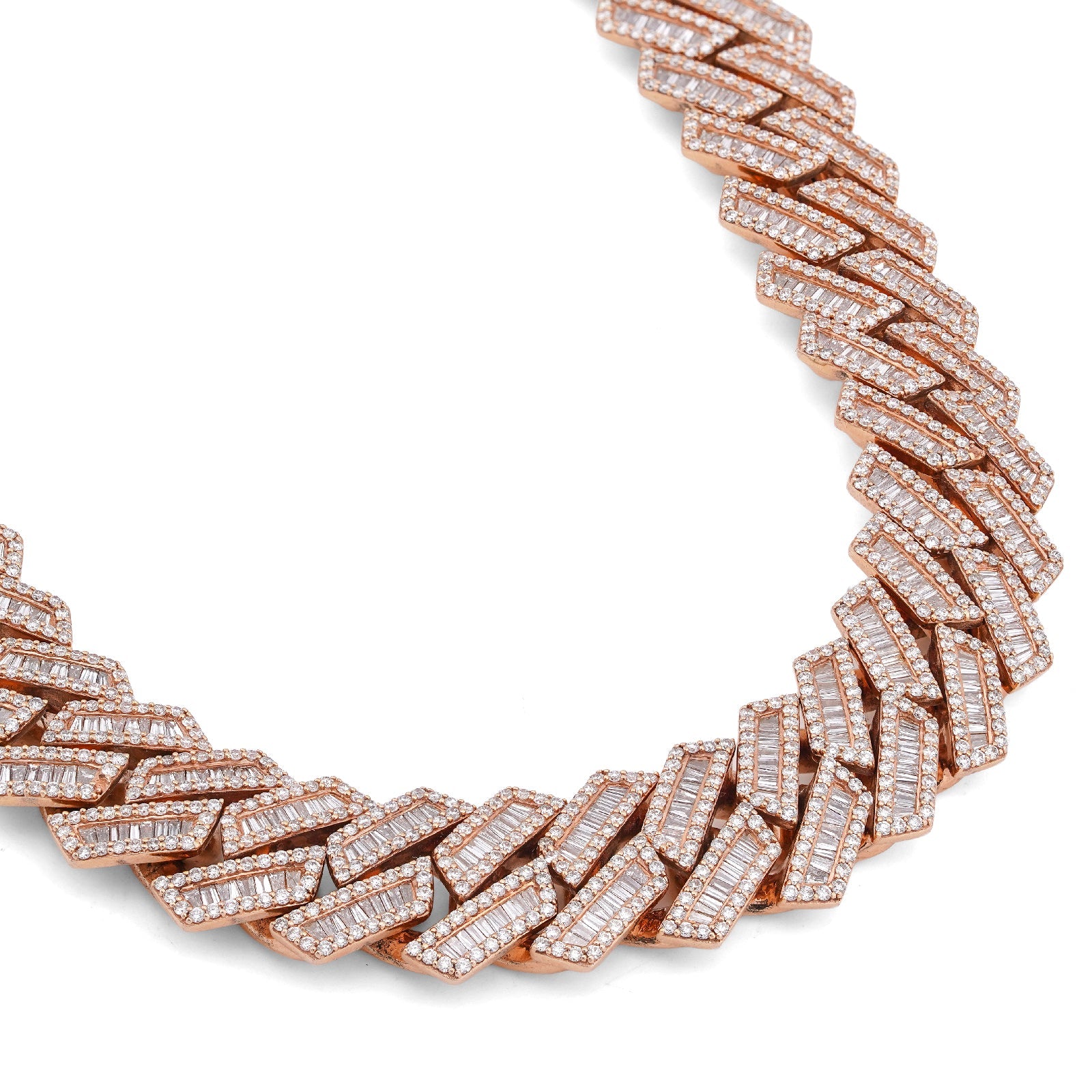10K Rose Gold 34.92CT Natural Baguette/Round Diamond Cuban Link 18MM 306 Grams Chain Men 22" Neckalce - Elite Jewelers-Necklaces