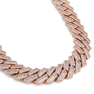 10K Rose Gold 34.92CT Natural Baguette/Round Diamond Cuban Link 18MM 306 Grams Chain Men 22" Neckalce - Elite Jewelers-Necklaces