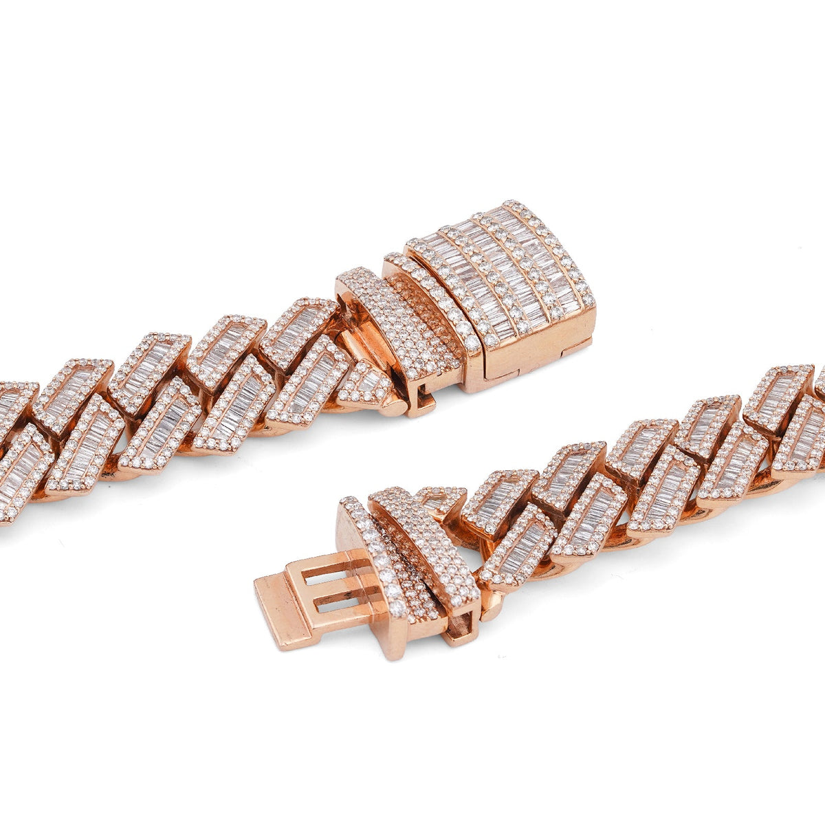 10K Rose Gold 34.92CT Natural Baguette/Round Diamond Cuban Link 18MM 306 Grams Chain Men 22" Neckalce - Elite Jewelers-Necklaces