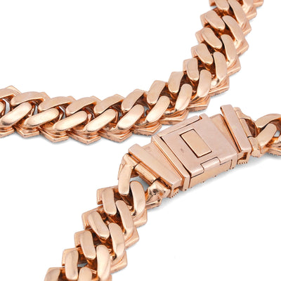 10K Rose Gold 34.92CT Natural Baguette/Round Diamond Cuban Link 18MM 306 Grams Chain Men 22" Neckalce - Elite Jewelers-Necklaces