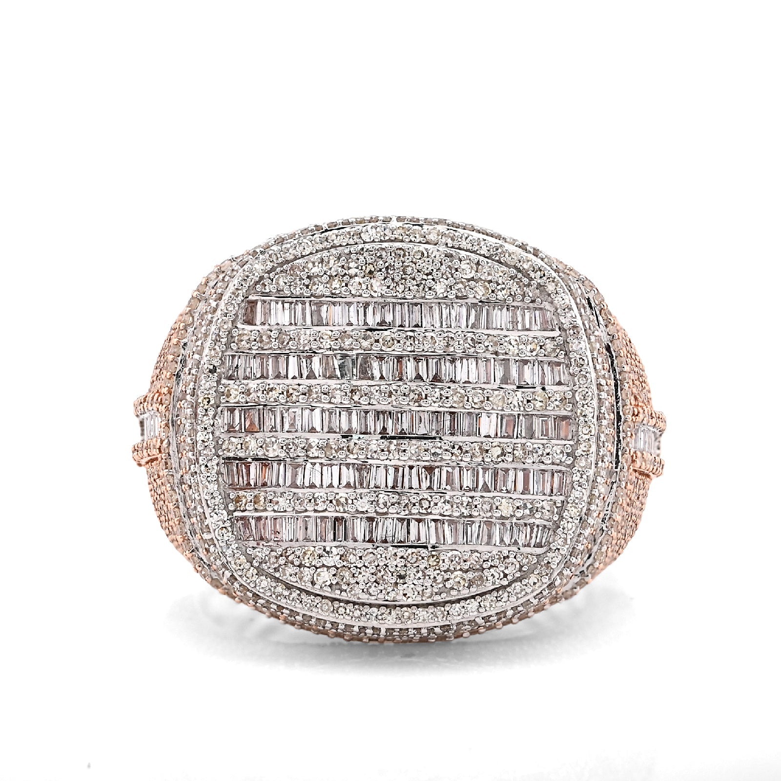 10K Rose Gold 4.18CT Baguette Cross Men Natural Diamond Pinky Ring - Elite Jewelers - Rings