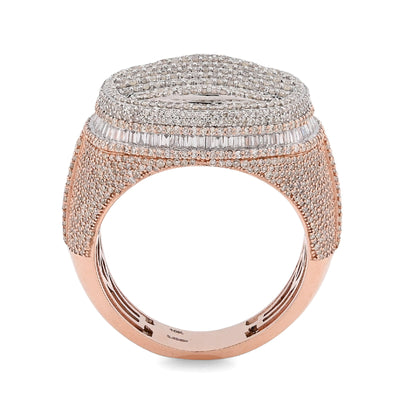10K Rose Gold 4.18CT Baguette Cross Men Natural Diamond Pinky Ring - Elite Jewelers - Rings