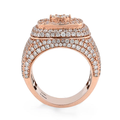 10K Rose Gold 4.80CT Natural Diamond Rectangular Shape Men 17.9g Pinky Ring - Elite Jewelers - Rings