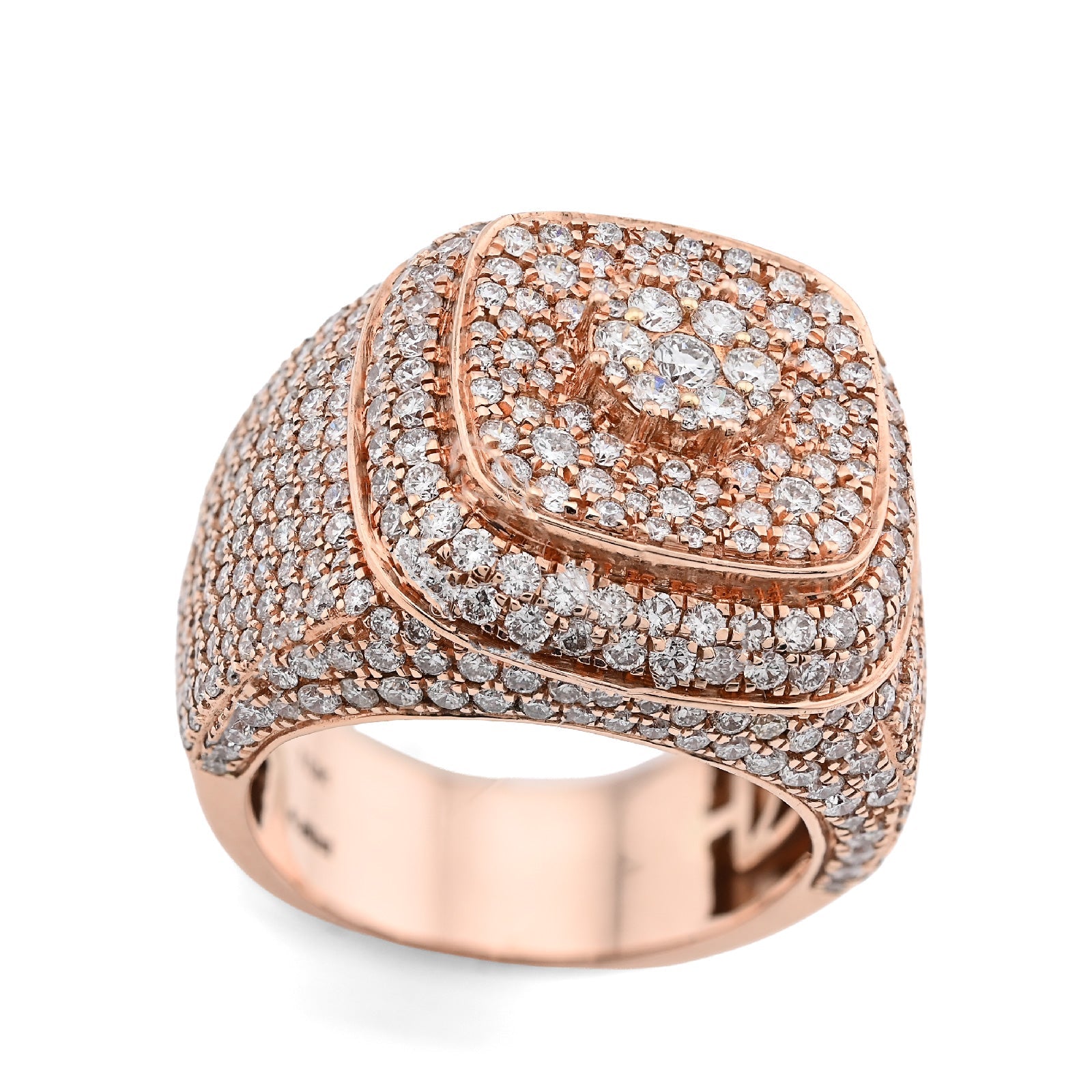 10K Rose Gold 4.80CT Natural Diamond Rectangular Shape Men 17.9g Pinky Ring - Elite Jewelers - Rings