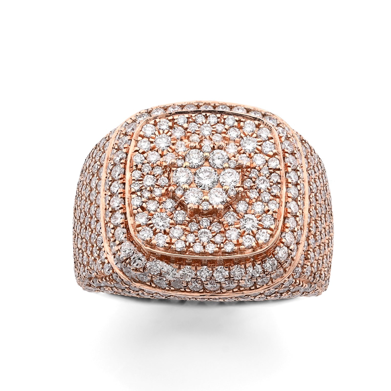 10K Rose Gold 4.80CT Natural Diamond Rectangular Shape Men 17.9g Pinky Ring - Elite Jewelers - Rings