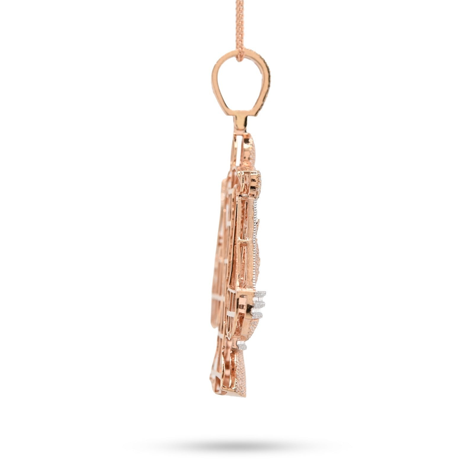 10k Rose Gold 5.17CTW Round/Baguette Diamond Libra Scale Justice Pendant 26.5gms - Elite Jewelers - Charms & Pendants