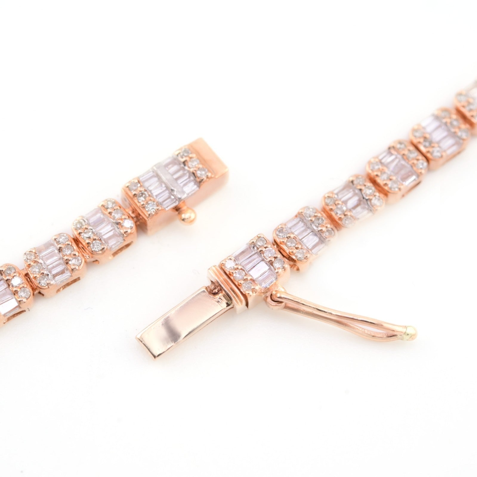 10k Rose Gold 5.48CT Baguette Diamond Butterfly Tennis Chain 25.4g 18In Necklace - Elite Jewelers - Necklaces & Chains