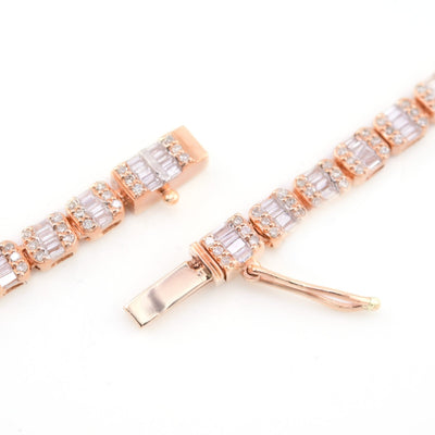 10k Rose Gold 5.48CT Baguette Diamond Butterfly Tennis Chain 25.4g 18In Necklace - Elite Jewelers - Necklaces & Chains