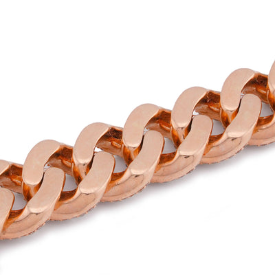 10K Rose Gold 5.73CT Natural Diamond Centre Baguette Cuban Link Men 10MM Bracelet 8" - Elite Jewelers-Bracelets