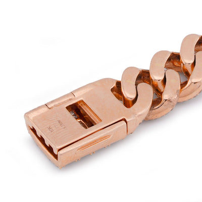 10K Rose Gold 5.73CT Natural Diamond Centre Baguette Cuban Link Men 10MM Bracelet 8" - Elite Jewelers-Bracelets