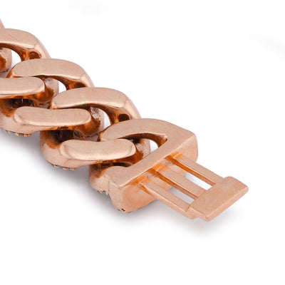10K Rose Gold 5.73CT Natural Diamond Centre Baguette Cuban Link Men 10MM Bracelet 8" - Elite Jewelers-Bracelets