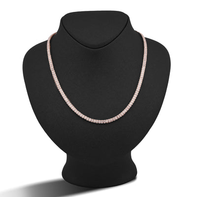 10K Rose Gold 6.01CT Natural Diamond Natural Diamond Baguette Centre Row 4MM Tennis Chain 22" Men Women Necklace - Elite Jewelers-Necklaces