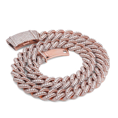 10K Rose Gold 60.58CT Round Cuban link natural Diamond 203 Grams Chain Men 15MM 22" Neckalce - Elite Jewelers-Necklaces