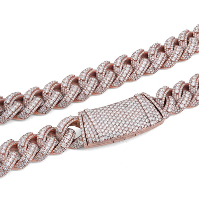 10K Rose Gold 60.58CT Round Cuban link natural Diamond 203 Grams Chain Men 15MM 22" Neckalce - Elite Jewelers-Necklaces