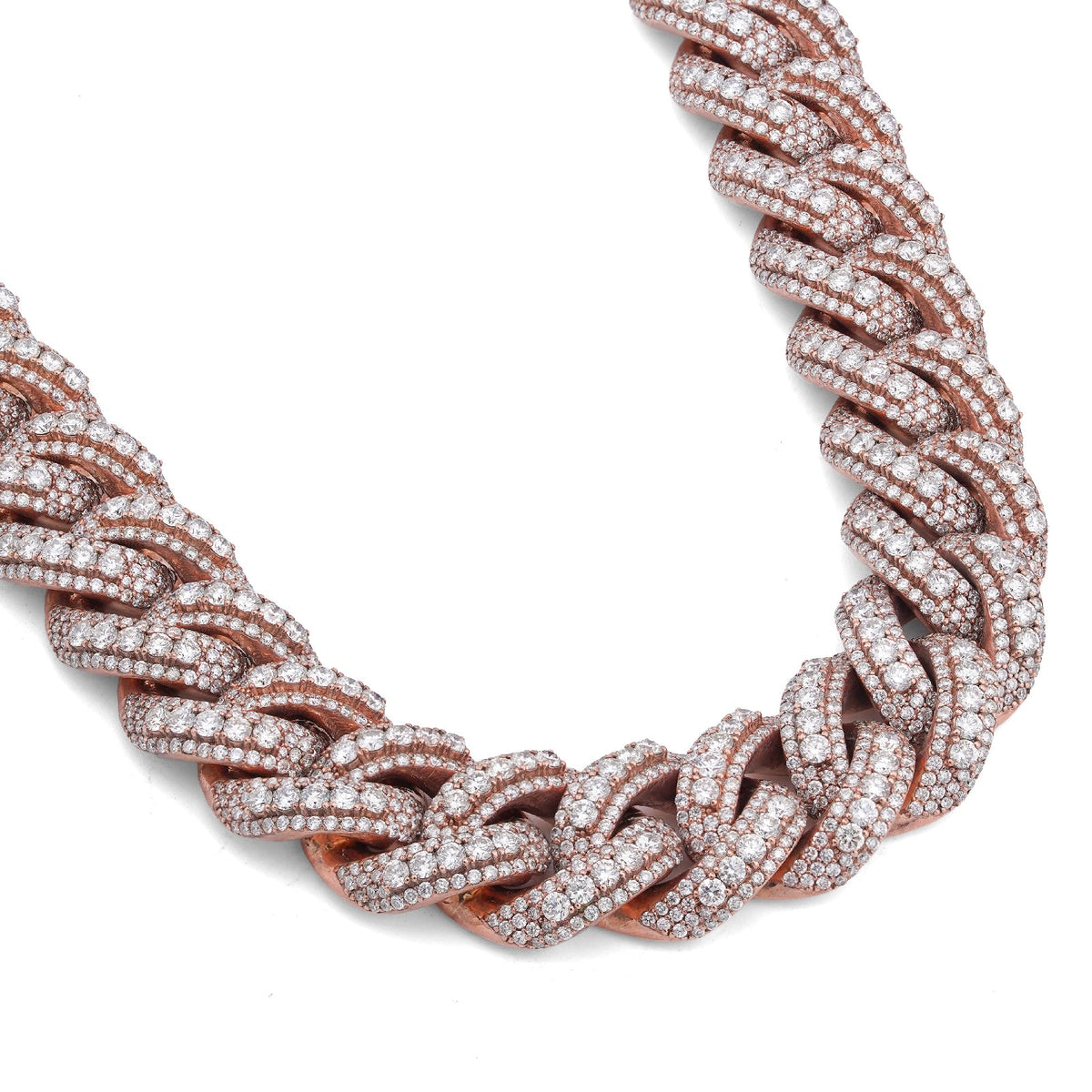 10K Rose Gold 60.58CT Round Cuban link natural Diamond 203 Grams Chain Men 15MM 22" Neckalce - Elite Jewelers-Necklaces