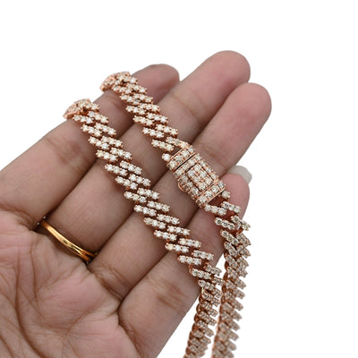 10k Rose Gold 62.4g 18CTW Natural Diamond 8MM Cuban Link Chain 21 Inch Necklace - Elite Jewelers - Necklaces & Chains