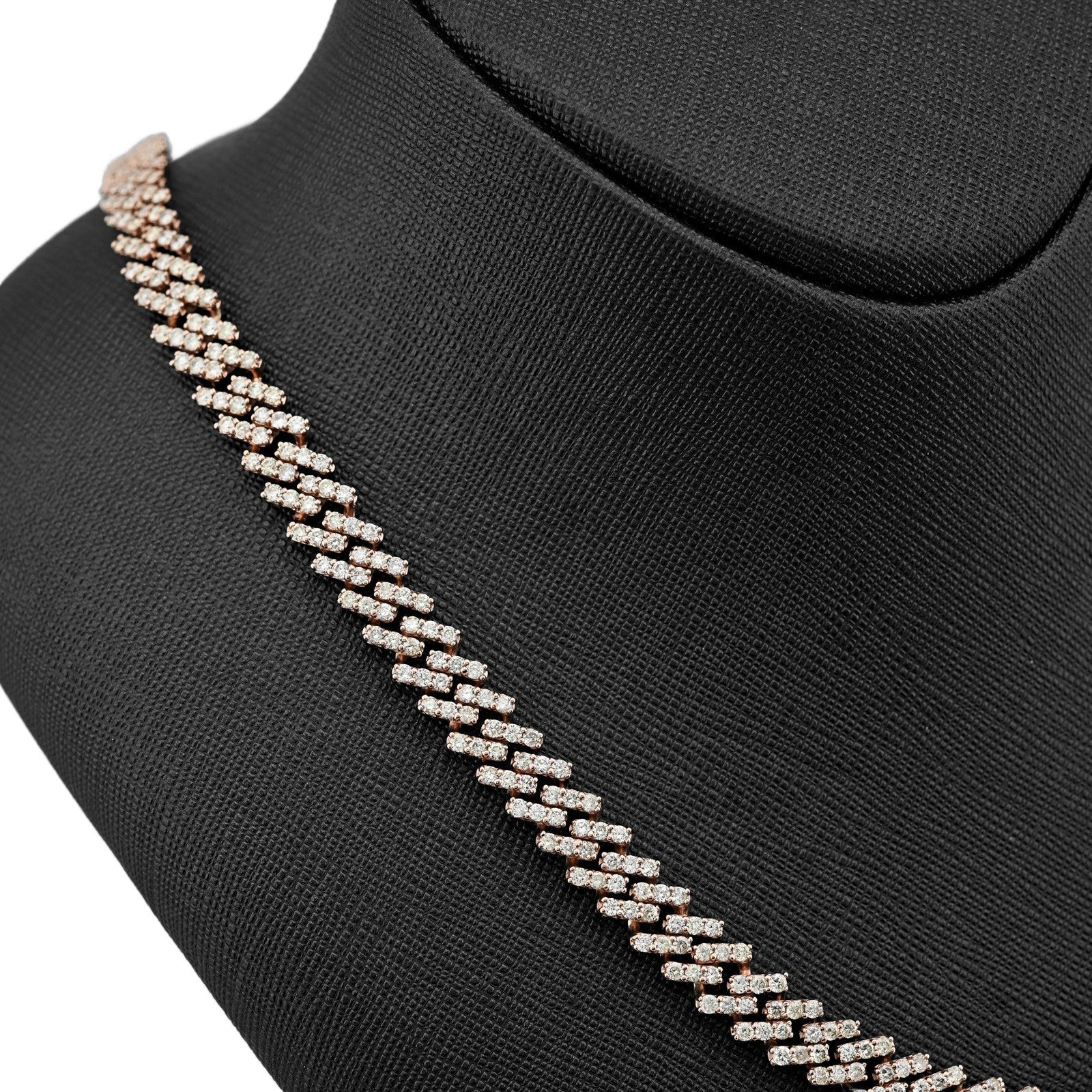 10k Rose Gold 62.4g 18CTW Natural Diamond 8MM Cuban Link Chain 21 Inch Necklace - Elite Jewelers - Necklaces & Chains
