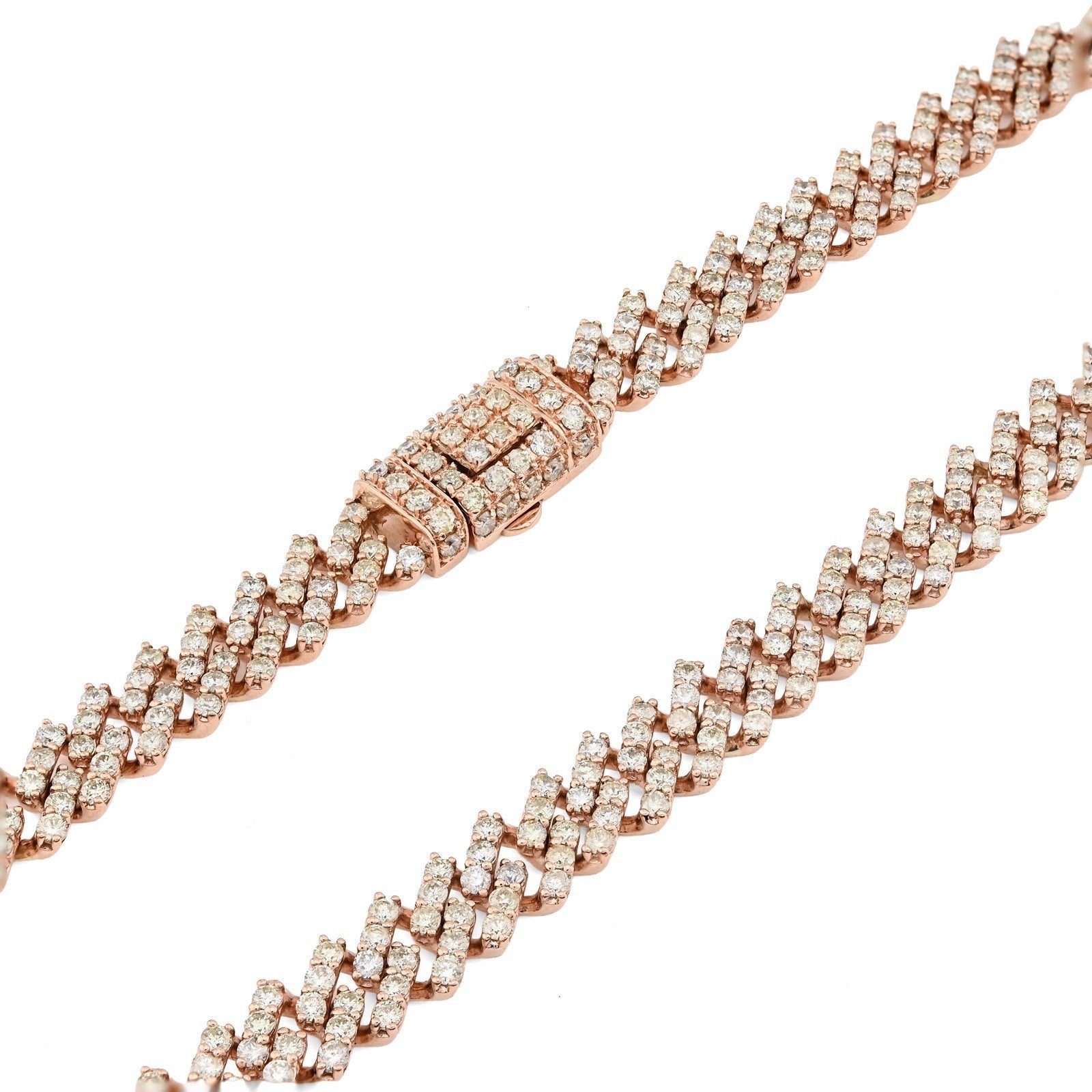 10k Rose Gold 62.4g 18CTW Natural Diamond 8MM Cuban Link Chain 21 Inch Necklace - Elite Jewelers - Necklaces & Chains