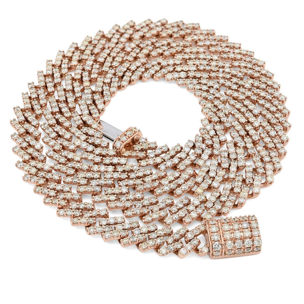 10k Rose Gold 62.4g 18CTW Natural Diamond 8MM Cuban Link Chain 21 Inch Necklace - Elite Jewelers - Necklaces & Chains