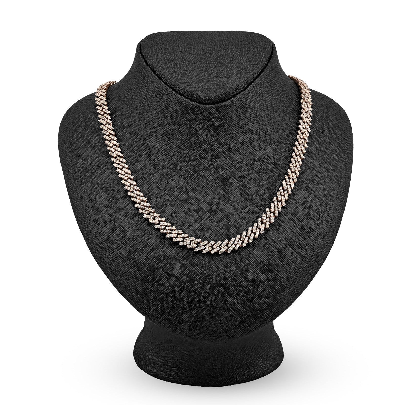 10k Rose Gold 62.4g 18CTW Natural Diamond 8MM Cuban Link Chain 21 Inch Necklace - Elite Jewelers - Necklaces & Chains