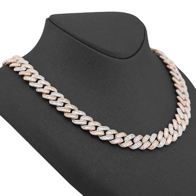 10K Rose Gold 8.60CT Natural Diamond Snake Cuban link Chain 10MM 22" Men Necklace - Elite Jewelers-Necklaces