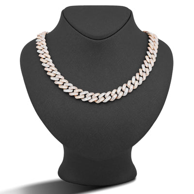 10K Rose Gold 8.60CT Natural Diamond Snake Cuban link Chain 10MM 22" Men Necklace - Elite Jewelers-Necklaces