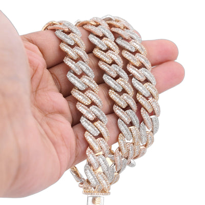 10K Rose Gold 8.60CT Natural Diamond Snake Cuban link Chain 10MM 22" Men Necklace - Elite Jewelers-Necklaces