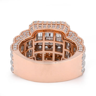10K Rose Gold Baguette Centre Rectangle 4.76CT Natural Diamond Men Pinky Ring - Elite Jewelers - Rings