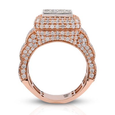 10K Rose Gold Baguette Centre Rectangle 4.76CT Natural Diamond Men Pinky Ring - Elite Jewelers - Rings