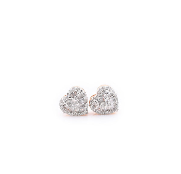 10K Rose Gold Heart 1/4 CT Diamond Stud Earrings - Elite Jewelers - Earrings