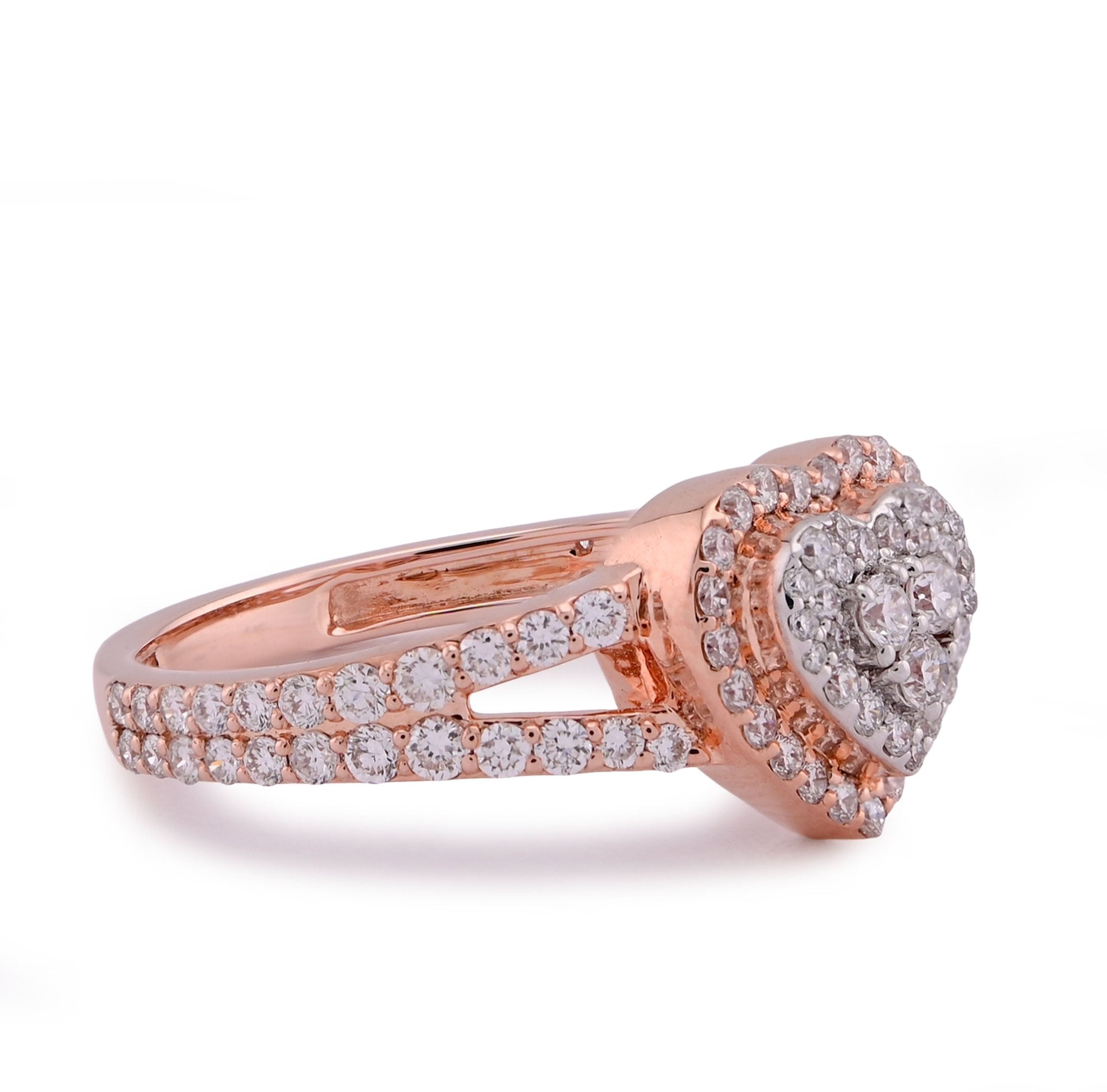 10K Rose Gold Two Layer Heart Shape 0.76CT Lab Diamond Women Ring - Elite Jewelers - Rings
