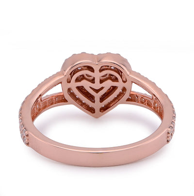 10K Rose Gold Two Layer Heart Shape 0.76CT Lab Diamond Women Ring - Elite Jewelers - Rings
