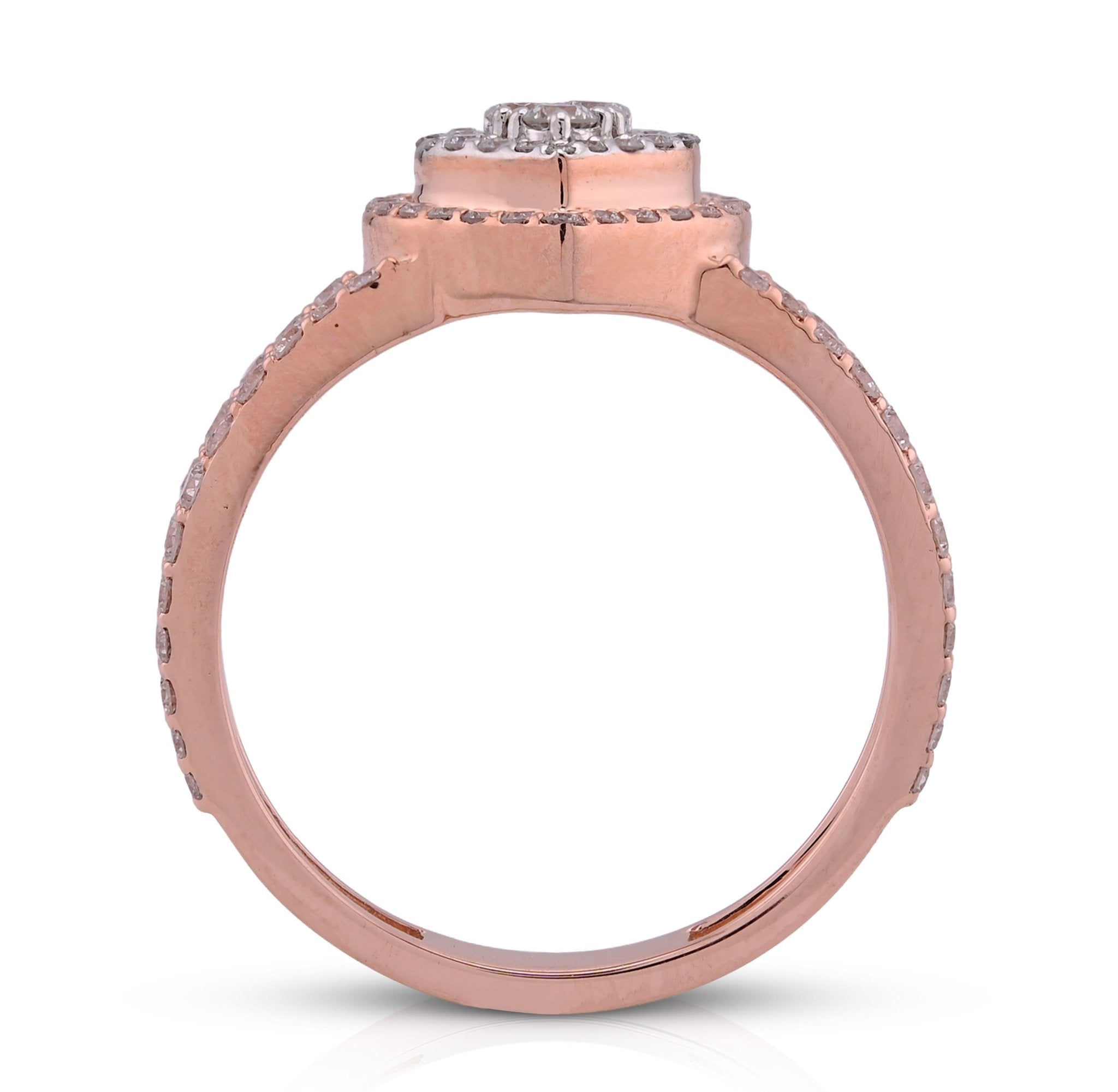 10K Rose Gold Two Layer Heart Shape 0.76CT Lab Diamond Women Ring - Elite Jewelers - Rings