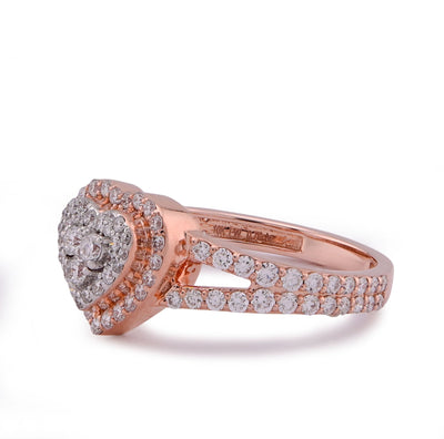 10K Rose Gold Two Layer Heart Shape 0.76CT Lab Diamond Women Ring - Elite Jewelers - Rings