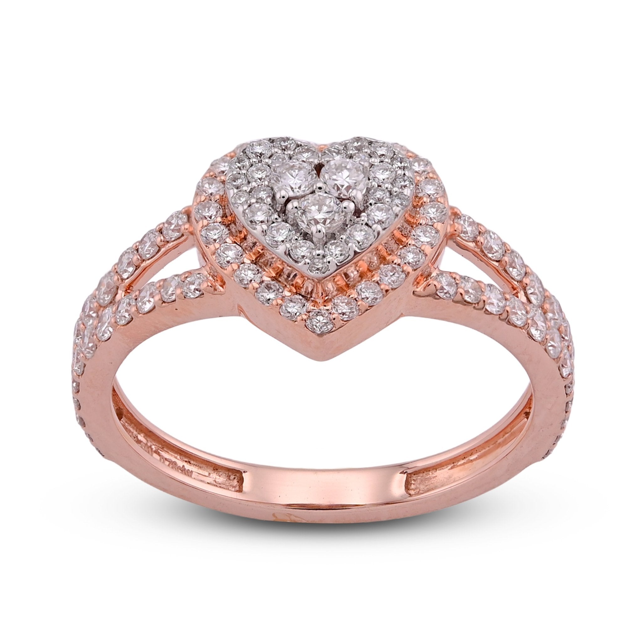 10K Rose Gold Two Layer Heart Shape 0.76CT Lab Diamond Women Ring - Elite Jewelers - Rings