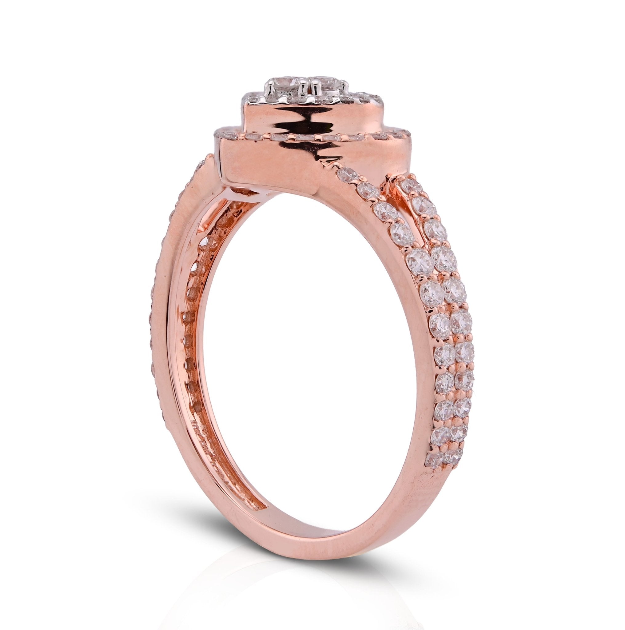 10K Rose Gold Two Layer Heart Shape 0.76CT Lab Diamond Women Ring - Elite Jewelers - Rings