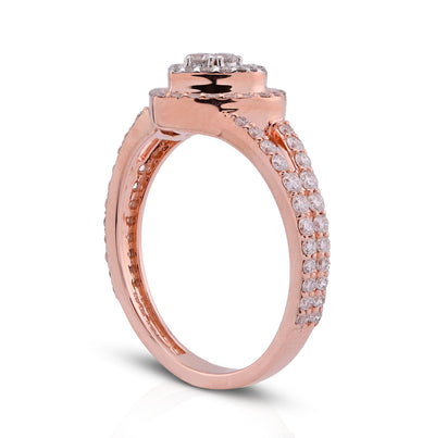 10K Rose Gold Two Layer Heart Shape 0.76CT Lab Diamond Women Ring - Elite Jewelers - Rings