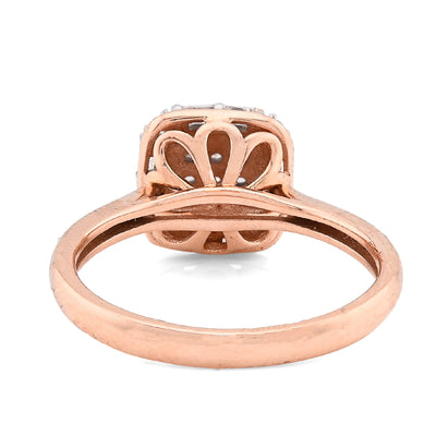 10K Rose Gold Women Square Natural Diamond 0.33CT Round/Baguette Ring - Elite Jewelers - Rings