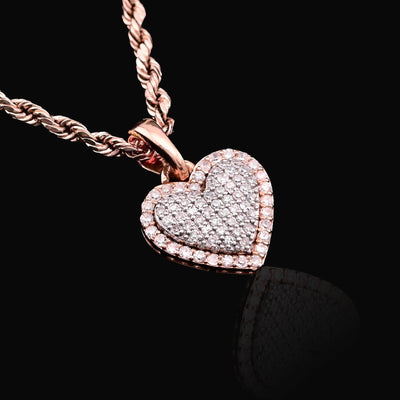 10k Rose & White Gold 1.6g 0.4CTW Natural Diamond Dome Heart Shape Pendant Charm - Elite Jewelers - Charms & Pendants