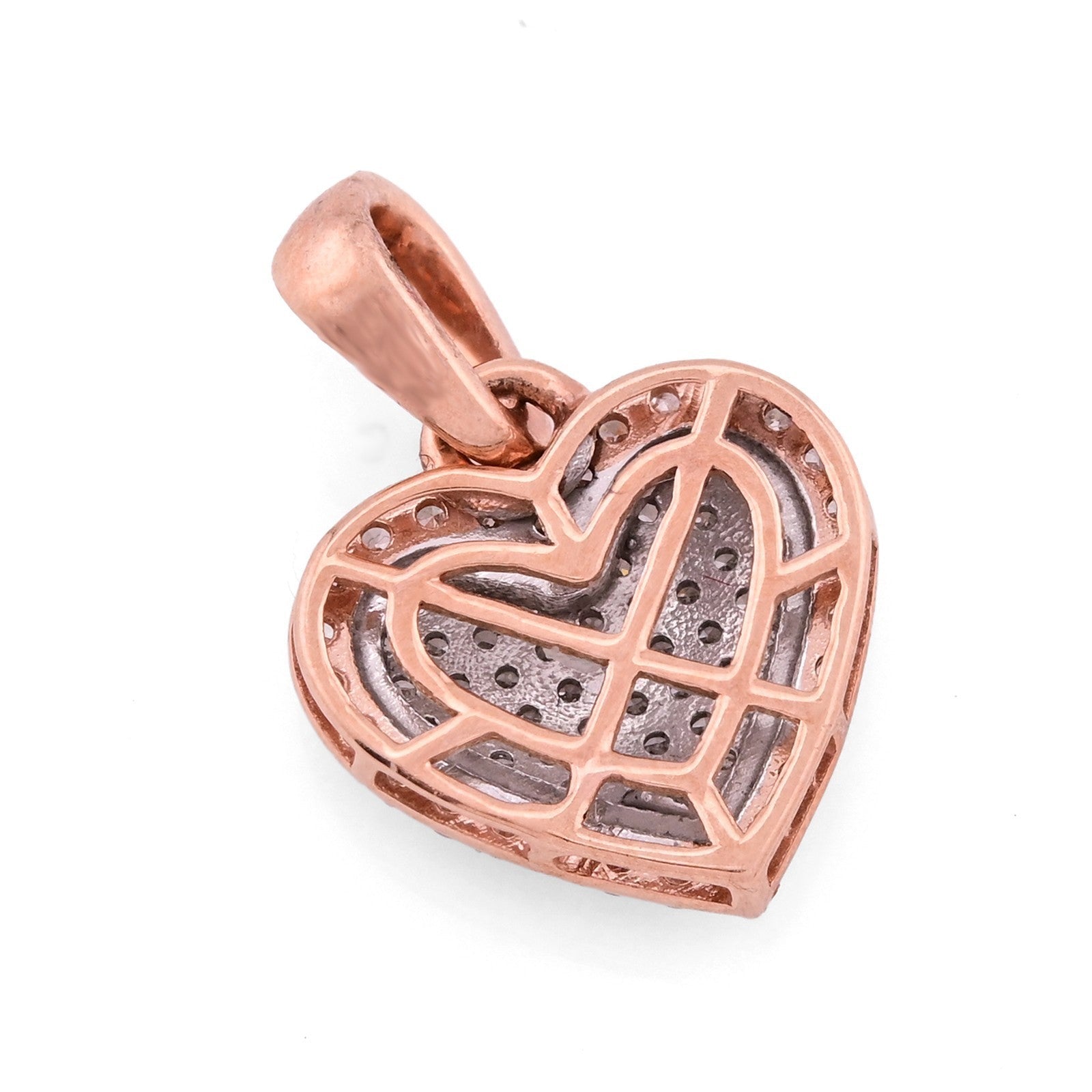 10k Rose & White Gold 1.6g 0.4CTW Natural Diamond Dome Heart Shape Pendant Charm - Elite Jewelers - Charms & Pendants