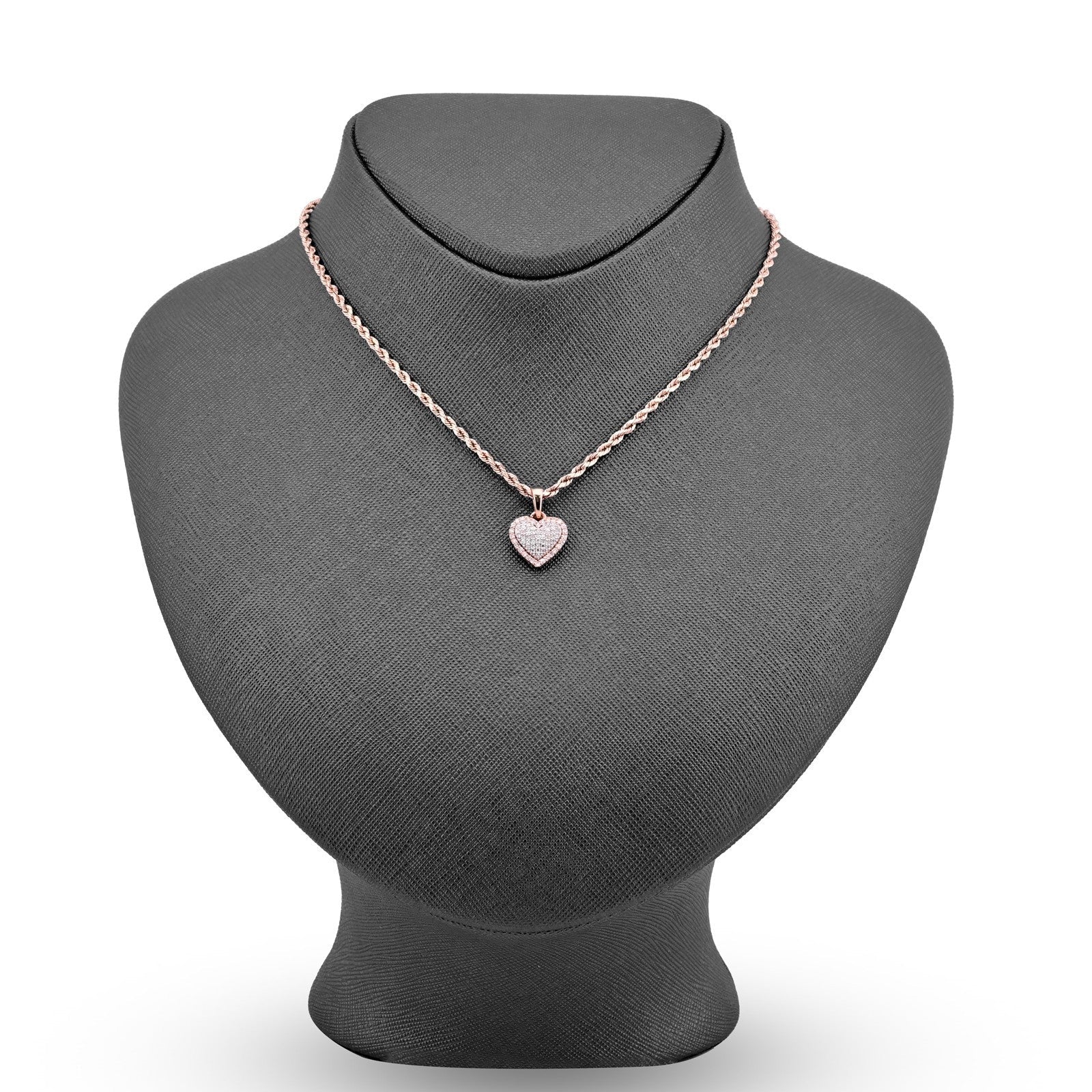 10k Rose & White Gold 1.6g 0.4CTW Natural Diamond Dome Heart Shape Pendant Charm - Elite Jewelers - Charms & Pendants