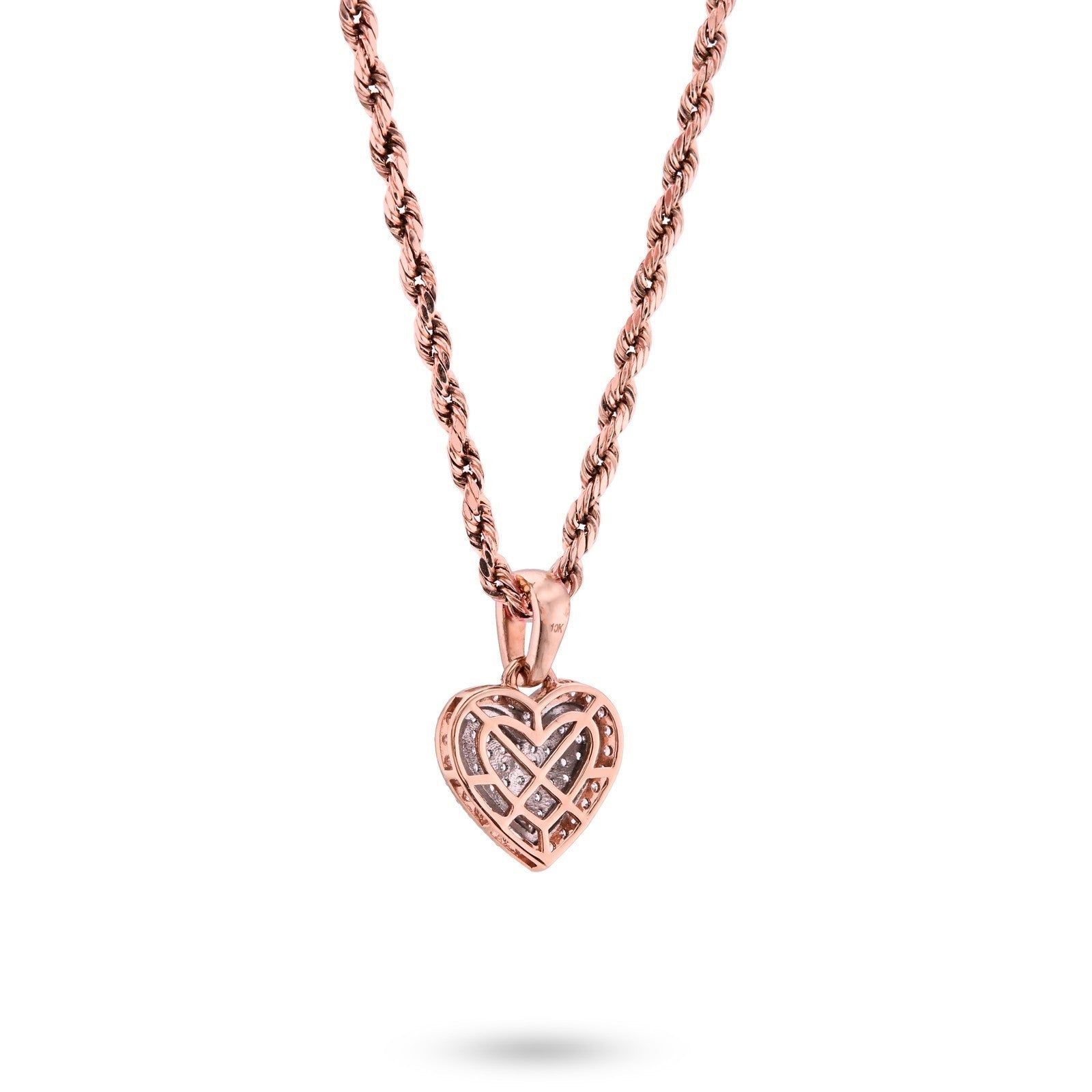 10k Rose & White Gold 1.6g 0.4CTW Natural Diamond Dome Heart Shape Pendant Charm - Elite Jewelers - Charms & Pendants