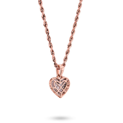 10k Rose & White Gold 1.6g 0.4CTW Natural Diamond Dome Heart Shape Pendant Charm - Elite Jewelers - Charms & Pendants
