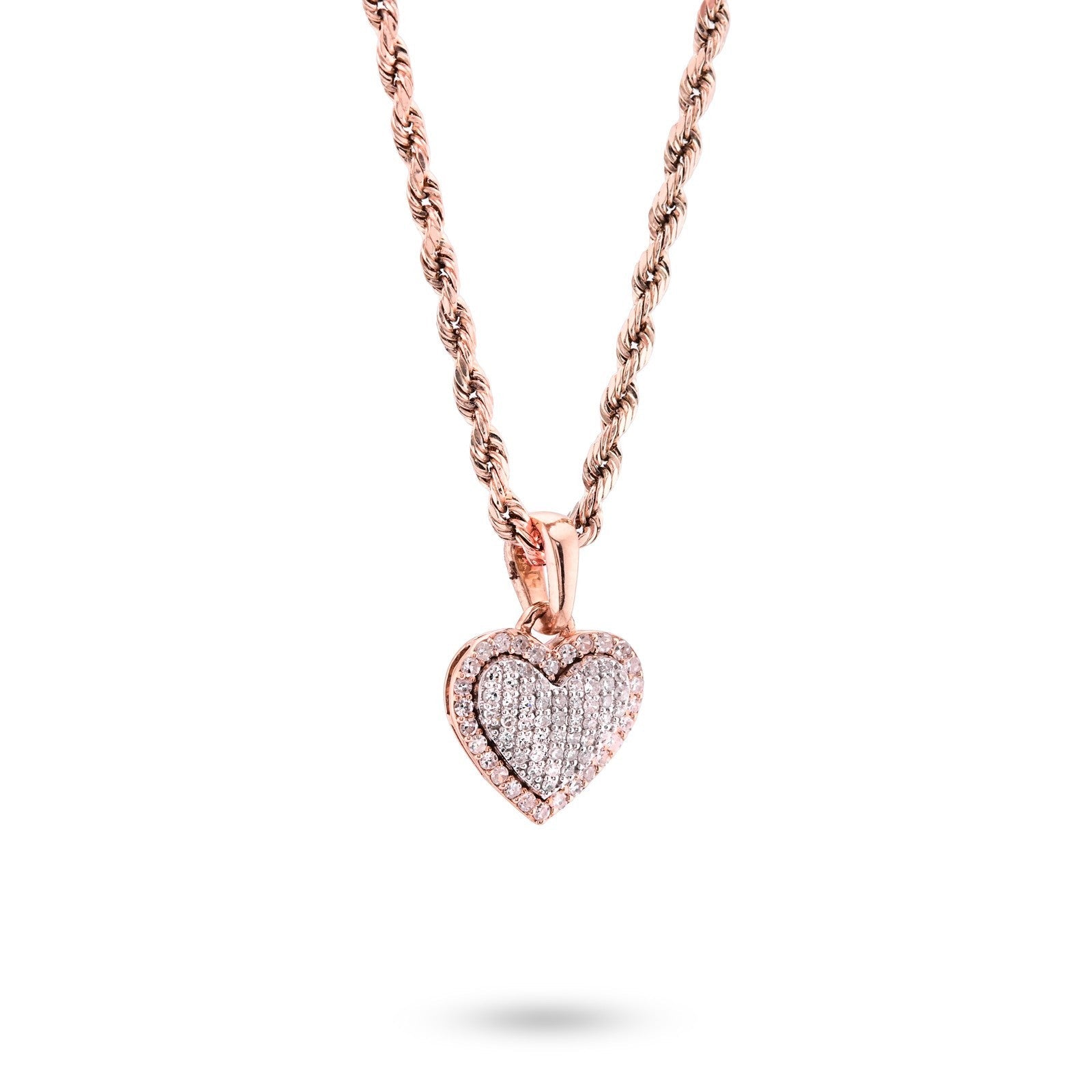 10k Rose & White Gold 1.6g 0.4CTW Natural Diamond Dome Heart Shape Pendant Charm - Elite Jewelers - Charms & Pendants