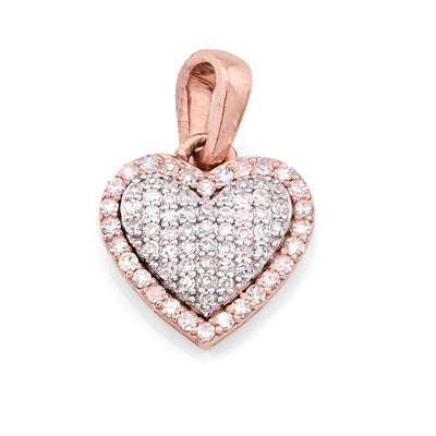 10k Rose & White Gold 1.6g 0.4CTW Natural Diamond Dome Heart Shape Pendant Charm - Elite Jewelers - Charms & Pendants