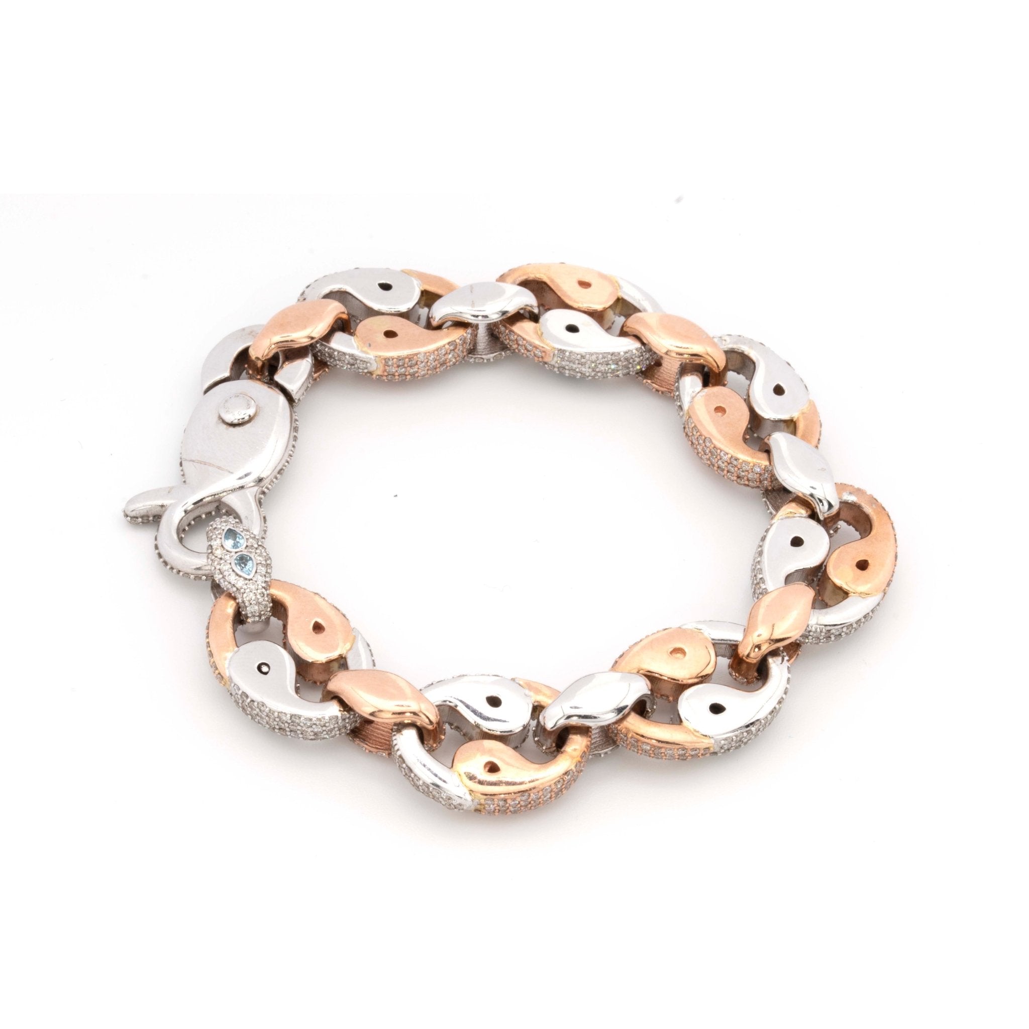 10k Rose & White Gold Blue - Pink Diamond Pattern 14CT Diamond Bracelet - Elite Jewelers - Bracelets