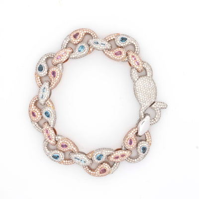 10k Rose & White Gold Blue - Pink Diamond Pattern 14CT Diamond Bracelet - Elite Jewelers - Bracelets
