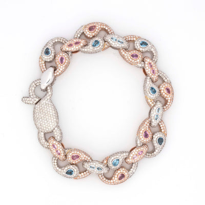 10k Rose & White Gold Blue - Pink Diamond Pattern 14CT Diamond Bracelet - Elite Jewelers - Bracelets