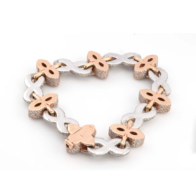 10k Rose / White Infinity Green Enamel Clove 14CT Diamond Bracelet - Elite Jewelers - Bracelets