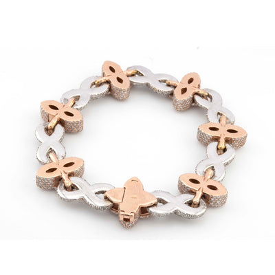 10k Rose / White Infinity Green Enamel Clove 14CT Diamond Bracelet - Elite Jewelers - Bracelets